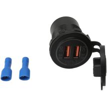 Chargeur de voiture double Ports usb QC3.0 lumière rouge avec interrupteur d'alimentation universel pour téléphones portables tablettes gps