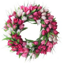 Jeffergarden - Couronne de Porte Tulipe, Magnifique Couronne de Porte Durable pour Mariage à la Ferme à L'intérieur et à L'extérieur (210106QY01)