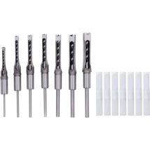 Jeffergarden - Juego de brocas cuadradas para carpintería, 7 Uds., 1/4 pulgadas, 5/16 pulgadas, 3/8 pulgadas, 2/5 pulgadas, 1/2 pulgadas, 9/16