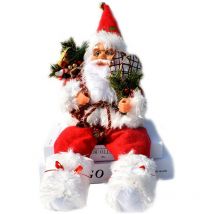 Jeffergarden - Marionnette Père Noël Assis, Décoration de Vitrine de Noël, Matériau en Tissu, Idéal pour Les Fêtes de Noël et la Décoration