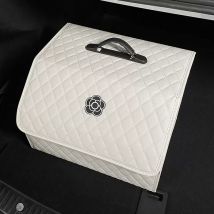 Organisateur de rangement de coffre de voiture, bote de rangement de coffre Portable en cuir Pu polyvalent de grande capacité avec couvercle