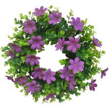 Petite Couronne D'eucalyptus, Couronne d'herbe de Simulation élégante pour la Décoration de Fête à la Maison de Mur de Porte D'entrée (Purple)