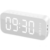 Jeffergarden - Réveil Bluetooth haut-parleur haut volume multifonctionnel Portable Mini haut-parleur sans fil pour l'extérieur et la maison blanc