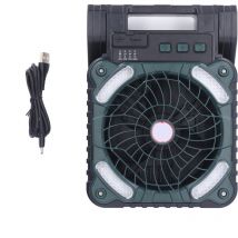 Jeffergarden - Ventilador solar portátil con luz led Batería de litio de 10000 mAh Salida usb Carga Ventilador recargable de 4 velocidades para uso