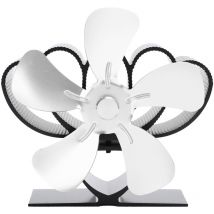 Jeffergarden Ventilateur de poêle à chaleur en alliage d'aluminium, ventilateur de poêle à bois durable à faible bruit pour cheminée à bches argent