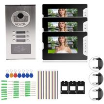 Jeffergarden - Videocitofono da 7 pollici 3 monitor Sistema citofono intelligente Campanello per visione notturna rfid