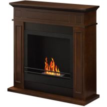 Jefferson - Cheminée au bioéthanol de sol en bois 89,5x28xH90,5 cm, couleur brun