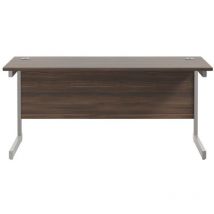 Jemini Single Rectangular Desk 1600X600mm Dark Walnut/Silver - KF800698