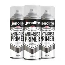 Jenolite - White - 3 x 400ml Aerosol Anti-Rust Primer Aerosol - White - (high performance protection against rust & corrosion)