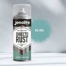 Jenolite - Directorust All-in-One Multi-Surface Paint - Turquoise Satin - 400ml Spray Can - 2-Pack