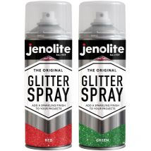 Multi-Surface Glitter Paint - Red/Green - 400ml Spray Can - 2-Pack - Jenolite
