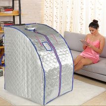 Jeobest - Sauna Box Bain de Vapeur mobile Spa Pliable Ménage à Vapeur Télécommande Température Argenté 220V Prise eu