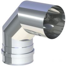 Jeremias - pellet-line Winkel 90° mit FU-Muffe inkl. Dichtung (Geräteanschluss) Edelstahl unlackiert