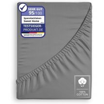 Jersey Spannbettlaken Spannbetttuch 100% Baumwolle Bettlaken Betttuch 135GSM Anthrazit 140x200cm