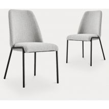 JESS - Lot de 2 chaises contemporaines en tissu bouclette gris