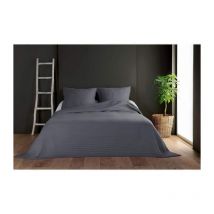 Jeté de lit gris anthracite capitonné style boutis - 250x260cm - Gris anthracite