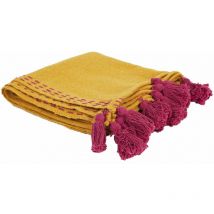 Jeté de canapé surpiqué avec pompons