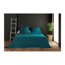 Jeté de lit bleu canard capitonné style boutis - 250x260cm - Bleu canard