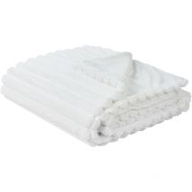 Jeté de Lit Doux et Moelleux pour la Chambre 150 x 200 cm en Tissu Polyester Blanc Rakya