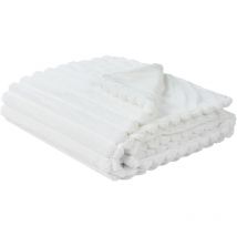 Jeté de Lit Doux et Moelleux pour la Chambre 200 x 220 cm en Tissu Polyester Blanc Rakya