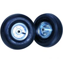 Tech-it - tec hit - Lot de 2 roues Gonflables 10' - ø 25 cm - Axe 16 mm - Pour Chariot Diable 250 Kg (175216)- Noir
