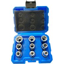 Jeu 9 Douilles Courtes Carre 1/2 Profil Torx E 10 11 12 14 16 18 20 22 24