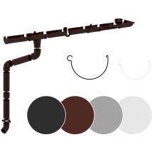 Rainway - Jeu complet de gouttières Surfaces de toit 100m² pvc en 4 couleurs 130: brun, Ensemble complet - 8 mètres