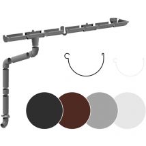 Rainway - Jeu complet de gouttières Surfaces de toit 100m² pvc en 4 couleurs 130: gris, Ensemble complet - 10 mètres