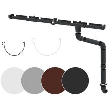 Rainway - Jeu complet de gouttières Surfaces de toit 100m² pvc en 4 couleurs 90: anthracite, Ensemble complet - 4 mètres