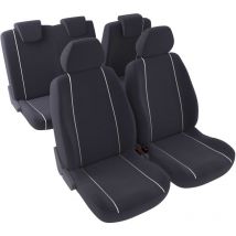 Jeu complet de housses de sièges - Universelles - Voiture/Auto - Avant / Arrière 2/3-1/3 - Tissu gris avec jonc gris clair