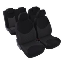 Jeu complet de housses de sièges - Universelles - Voiture/Auto - Lavable - Avant / Arrière 2/3-1/3 - Tissu noir / jacquard tissé noir