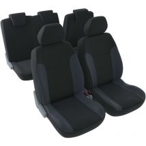Jeu complet de housses de sièges - Universelles - Voiture/Auto - Lavable - Avant / Arrière 2/3-1/3 - Tissu noir