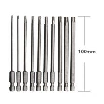Jeu de 10 embouts longs pour tournevis et visseuse électrique Embout Torx Long en Acier Allié au Chrome Vanadium 75mm Embout Visseuse Long
