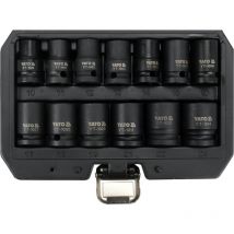 Jeu de 13 douilles a choc impact courtes 6 pans carre 1/2 de 10 à 24 mm