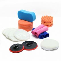 Jeu de 19 pieces d'accessoires de polissage set éponge patin chiffon polir meuler