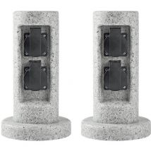 Etc-shop - Ensemble de 2 prises de courant extérieures 2 colonnes de pilier énergie conception en pierre terrasse jardin jardin distributeur