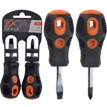 Jeu de 2 tournevis cruciformes – 6 x 38 mm, PH2 x 38 mm – FX-TOOLS – Longueur 10 cm, Noir et orange