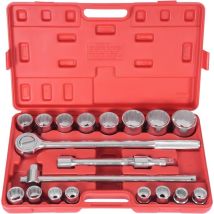 Jeu de 21 clés à cliquet avec cliquet réversible 3/4' 12 pans, pour mécanicien de précision, clé à douille, diamètre 19-50 mm, outils avec mallette