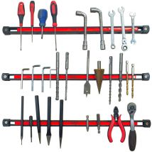 Oxeo - Jeu de 3 barres aimantées 45cm - bande magnétique accroche mural outils - rangement outillage garage atelier - aimant puissant