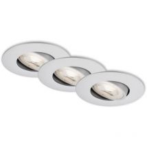 Lampe led encastrée Briloner leuchten kulana, 5 w, 460 lm, IP23, chrome mat, plastique, lot de 3, ø 9 cm