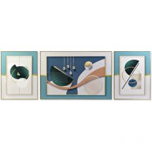 Dkd Home Decor - Set de 3 Cadres Bleu, Blanc, Turquoise et Or, de Aluminium et mdf (240 x 3 x 80 cm) (3 Pièces) S3028357 - ean : 8424001933136