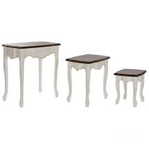 Dkd Home Decor - Table Auxiliaire Set 3 Paulownia 60X40X66 Blanc