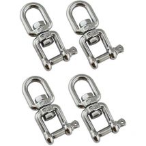 Jeu de 4 manilles pivotantes en acier inoxydable 304 de 6 mm