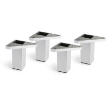 Jeu de 4 pieds carrés en plastique d'une hauteur de 100 mm et finition aluminium. Dimensions: 42x42x100 mm - talla