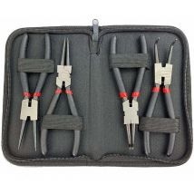 Cyslmuk - Jeu de 4 pinces à circlips, jeu de pinces intérieures et extérieures droites et courbées avec couvercle de rangement, poignée antidérapante