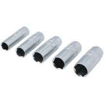 Jeu de 5 douilles a bougies 14/16/18/19/21 mm paroi minces,laser 8292