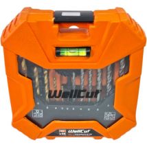 Wellcut - Jeu de 56 embouts et forets ( WC-DB56 ) ph / pz / hex / Schiltz / tx / Robertson Métal / Bois / Pierre Forets + mèches 32 - 54 mm