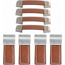 Jeu de 8 (58mm, 128mm) poignées de meubles en cuir, poignées de portes en cuir poignées de meubles en cuir poignées d'armoires en cuir