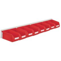 Jeu de boîtes de rangement ouvertes H100xl920xP180mm tôle d'acier/polyéthyl. revêtement plastique rouge 8 x taille 7 rouge