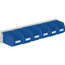 Jeu de boîtes de rangement ouvertes H140xl920xP250mm tôle d'acier/polyéthyl. revêtement plastique bleu 6 x taille 6 bleu